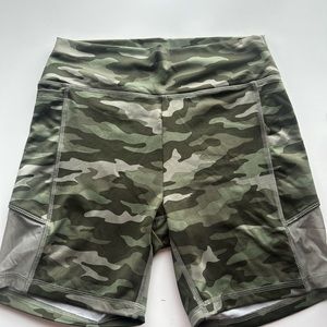 PINK camo work out shorts. Size M